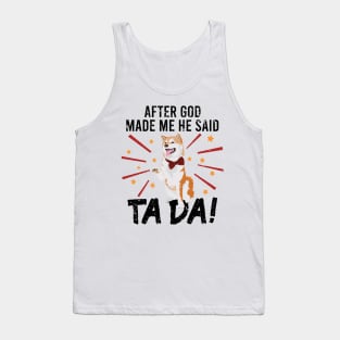 Ta~Da Funny Akita Inu Dog with Distressed TaDa Akita Paw Up Tank Top